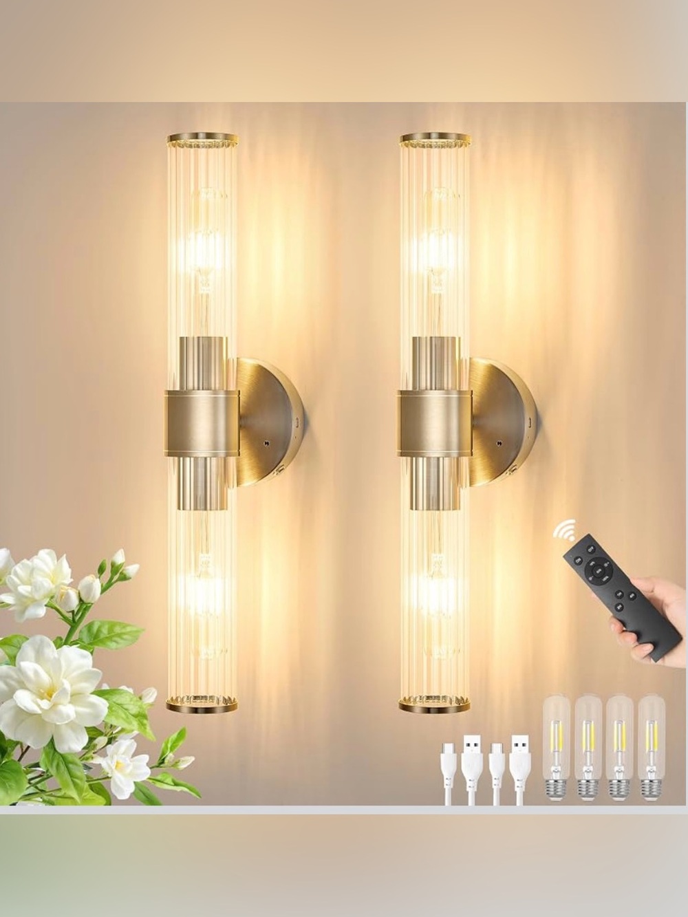 Battery Operated Wall Sconces Set of Two, Wireless Sconce
Sconces Wall Decor wi